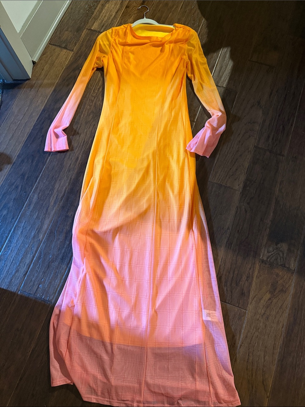 Cider Ombre Long Sleeve Maxi Dress in Yellow and Pink